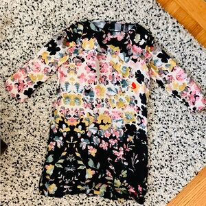 Mango silky 3/4 sleeve floral dress